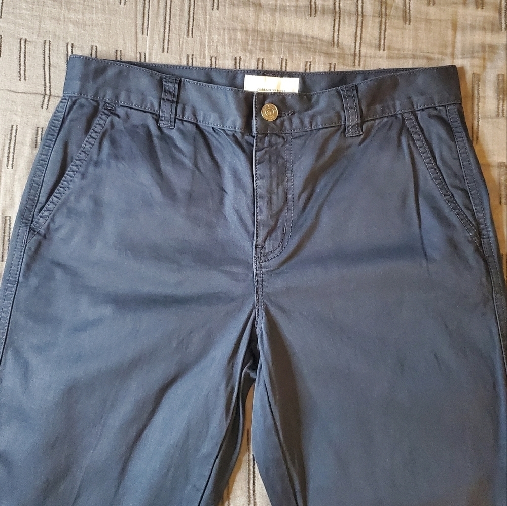 Pinstripe Cropped Slim Pants - Navy - Picture 4 of 12